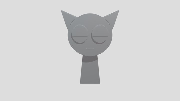simple cartoon cat with droopy eyes 3D Model