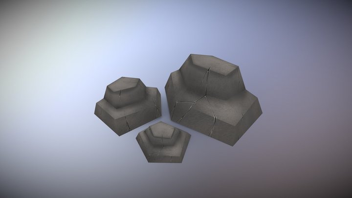 Low Poly Rocks 3D Model