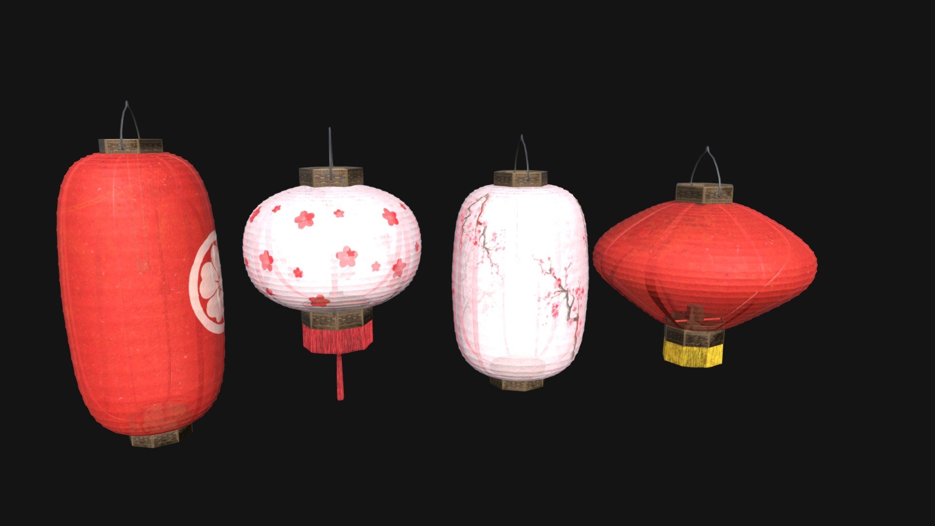 Japanese Paper Lanterns - Buy Royalty Free 3D model by Clockwork ...