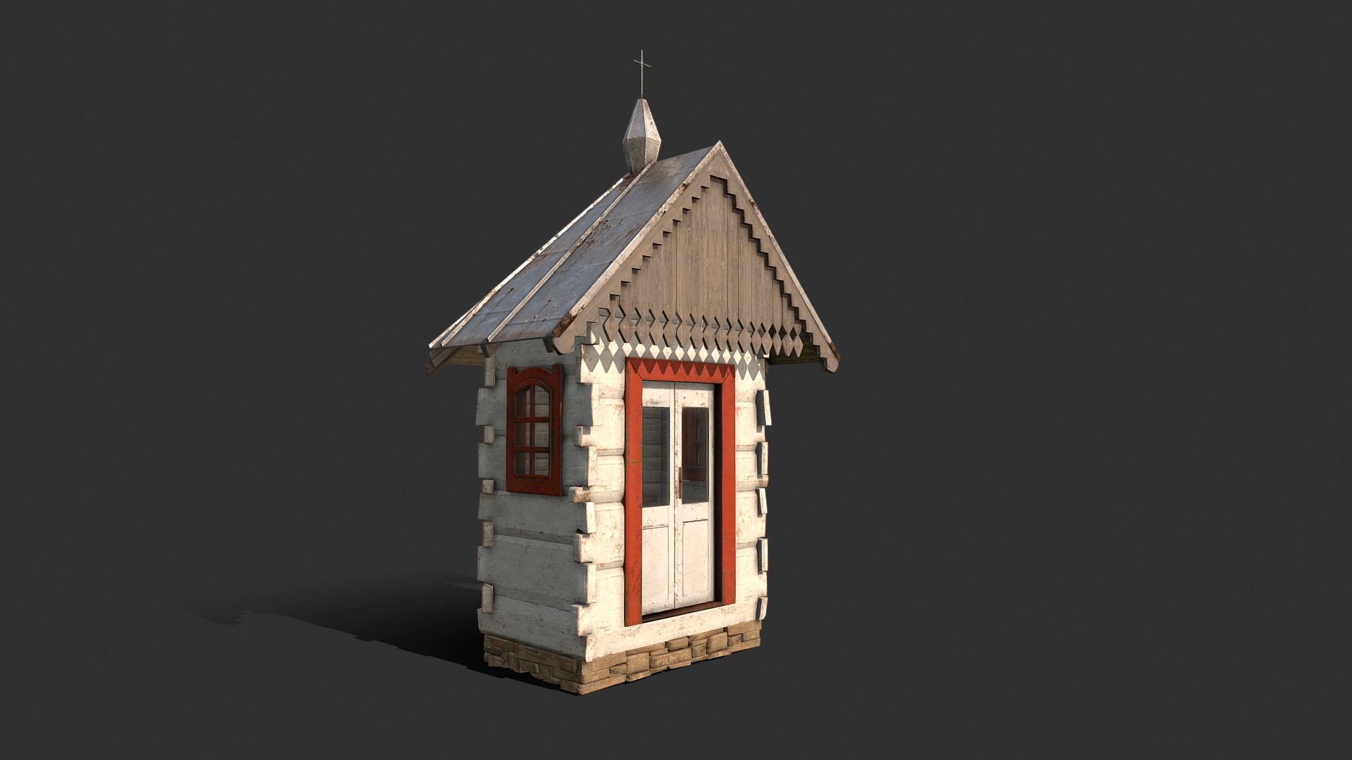 3D model Chapel – Slav Architecture - This is a 3D model of the Chapel - Slav Architecture. The 3D model is about a small white building with a small tower.
