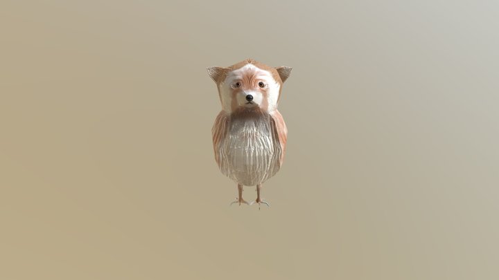 Snowy Red Owl 3D Model