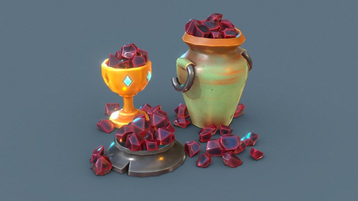 Stylized Low Poly Gemstones Pack 3D Model