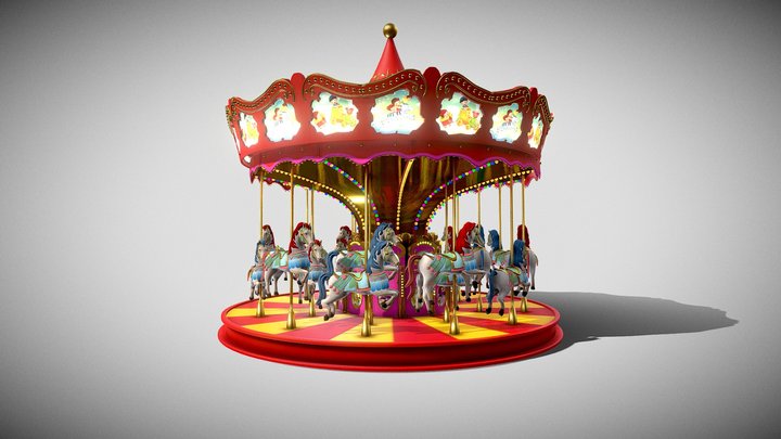 Carousel amusement park amusement equipment 3D Model
