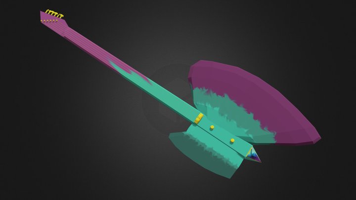 Purple and cyan guitar axe 3D Model