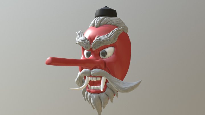 02_Sculpt January: Tengu/Oni Mask 3D Model