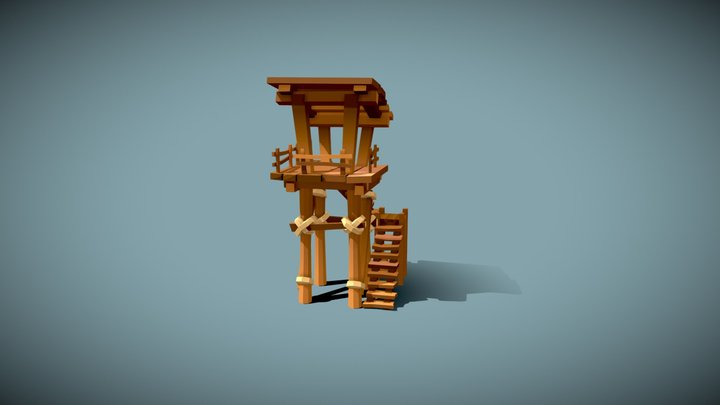 Low Poly Watchtower 3D Model
