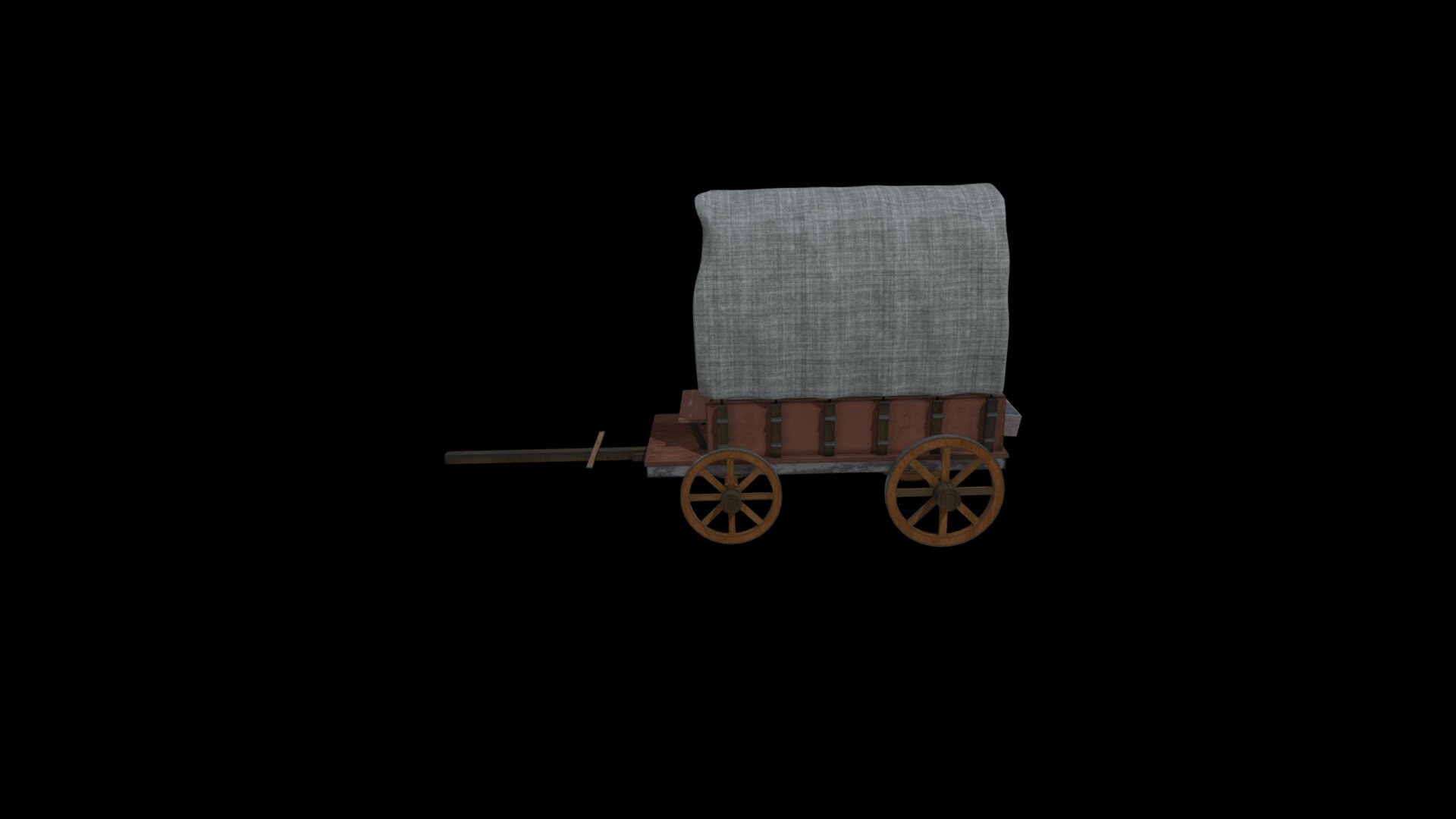 Western wagon game asset (Texturized)