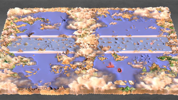 06-Map 2D-3D Geography World Map One Piece Full 3D Model