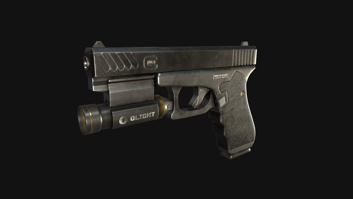 Gun with PL-2 Valkyrie OLight 3D Model
