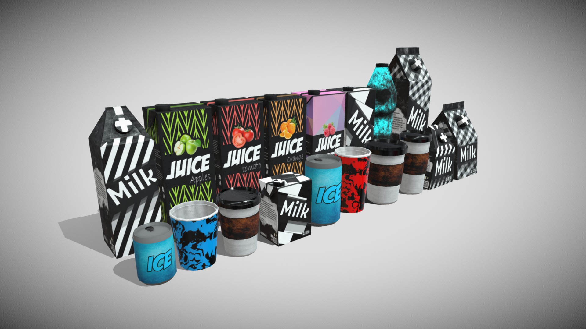 3D model Beverages Drinks and Bottles PUT AN ASTERISK - This is a 3D model of the Beverages Drinks and Bottles PUT AN ASTERISK. The 3D model is about a group of coffee cups.