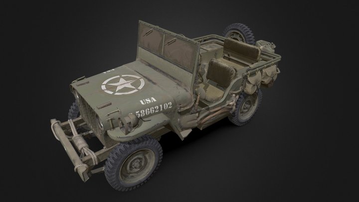 Jeep willys MB  free download daz3d poser 3D Model