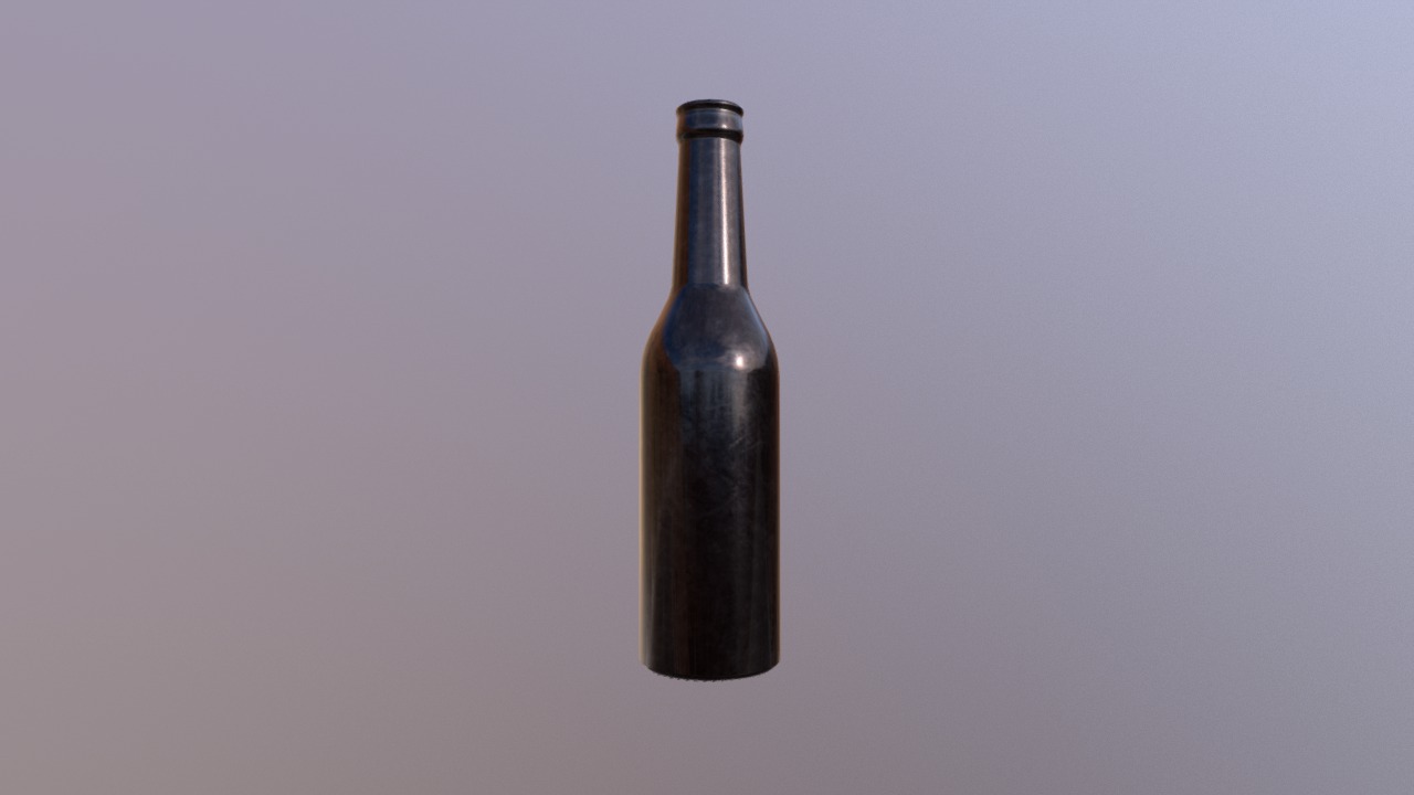 3D model Beer bottle - This is a 3D model of the Beer bottle. The 3D model is about a black bottle with a silver cap.