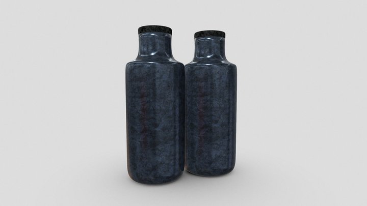 Pair of Stone Bottles 3D Model
