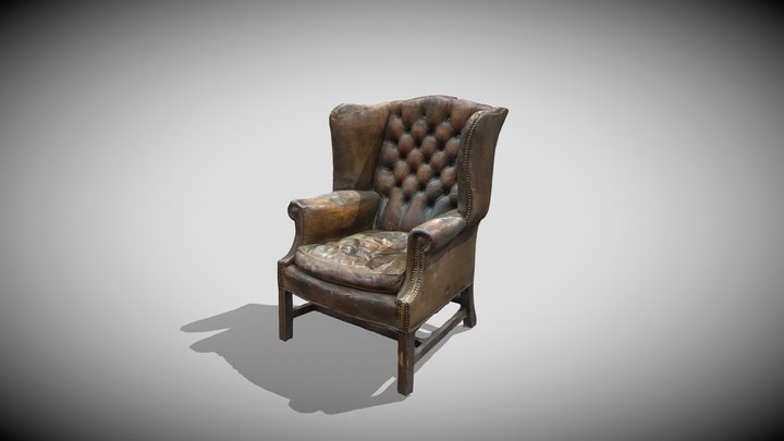 Beautiful leather antique arm chair 3D Model