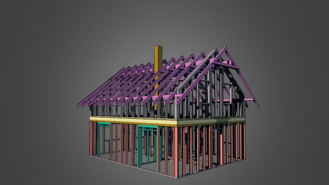 timber frame colored 3D Model