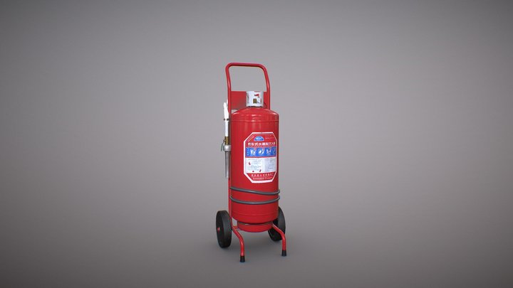 Wheeled Fire Extinguishers 3D Model