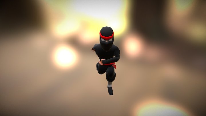 Low Poly Cartoon Ninja 3D Model