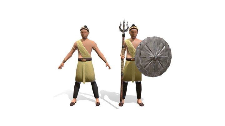Low Poly Traditional Guards NPC 3D Model