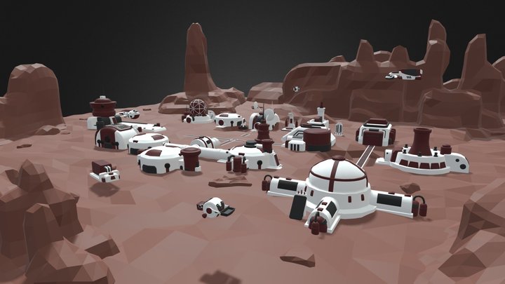 Colony on Mars 3D Low Poly Models 3D Model