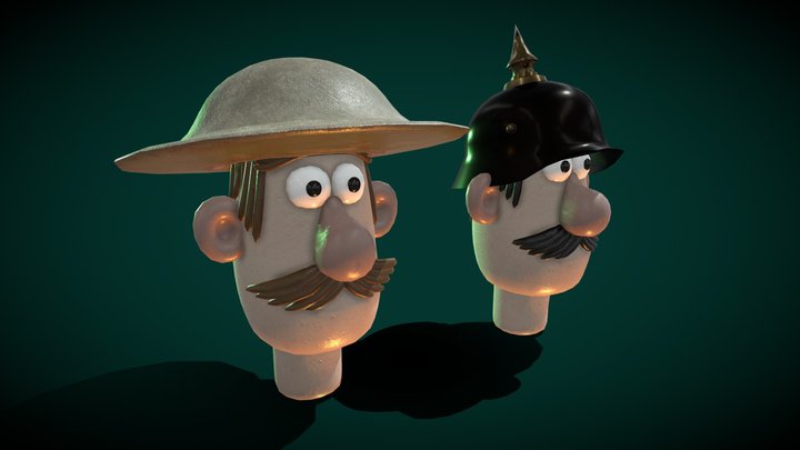 British & German soldier head || WW1 3D Model