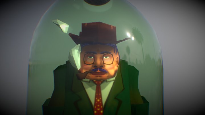 Tiny detective in a bottle. 3D Model
