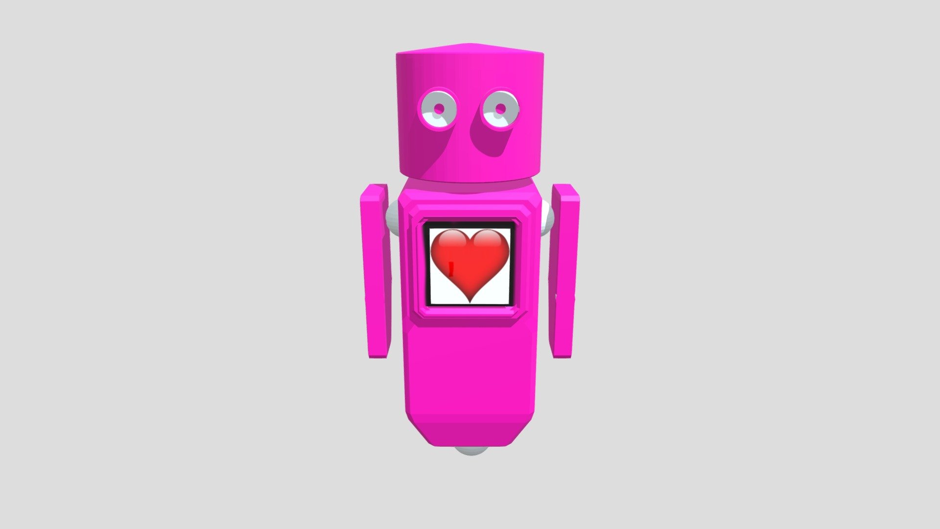 Pink Robot Heart Low Poly