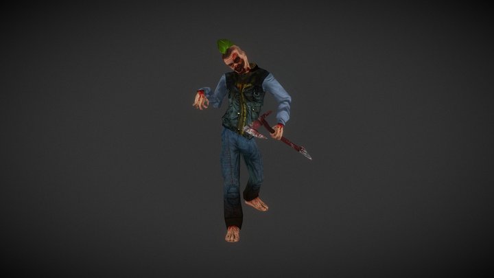 Zombie Punk Walk 3D Model