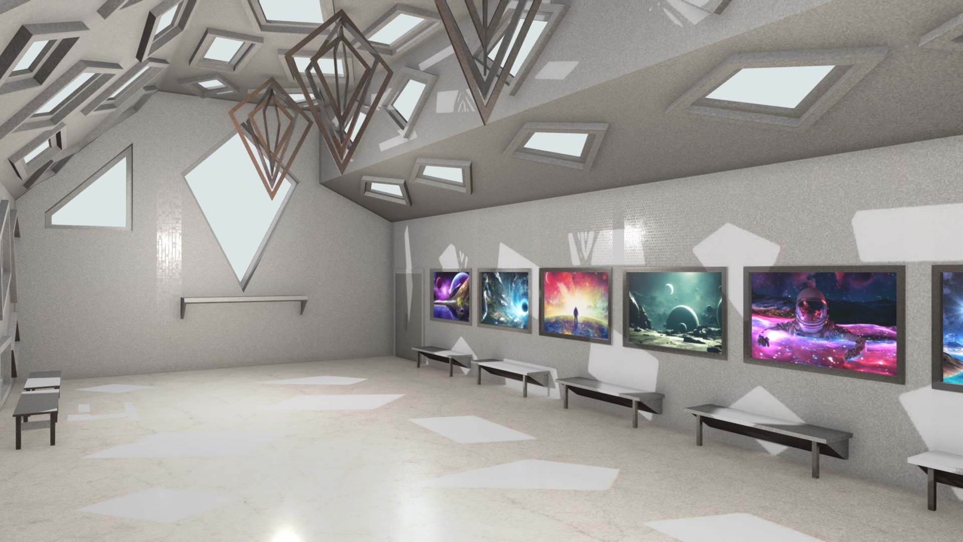 VR Art Gallery Showroom Buy Royalty Free 3D model by jimbogies
