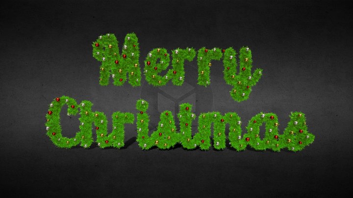 Decorative Merry Christmas Text 3D Model