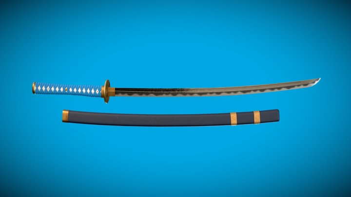 Blue Katana - Samurai Sword 3D Model