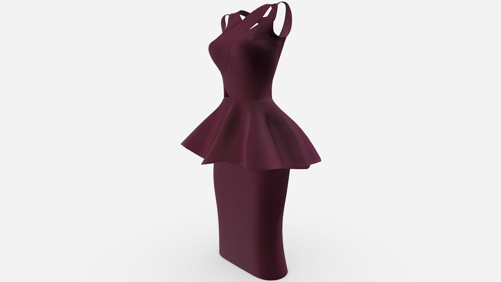 Female Sleevless Maroon Peplum Dress - 3D model by 3dia [3faf4b6] -  Sketchfab