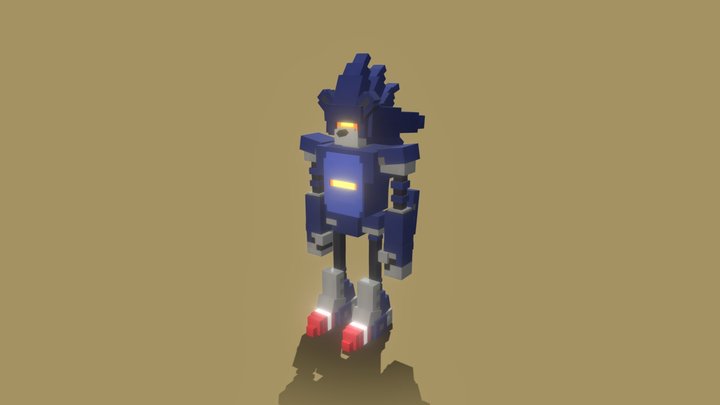 Blocky style Mecha sonic 3D Model