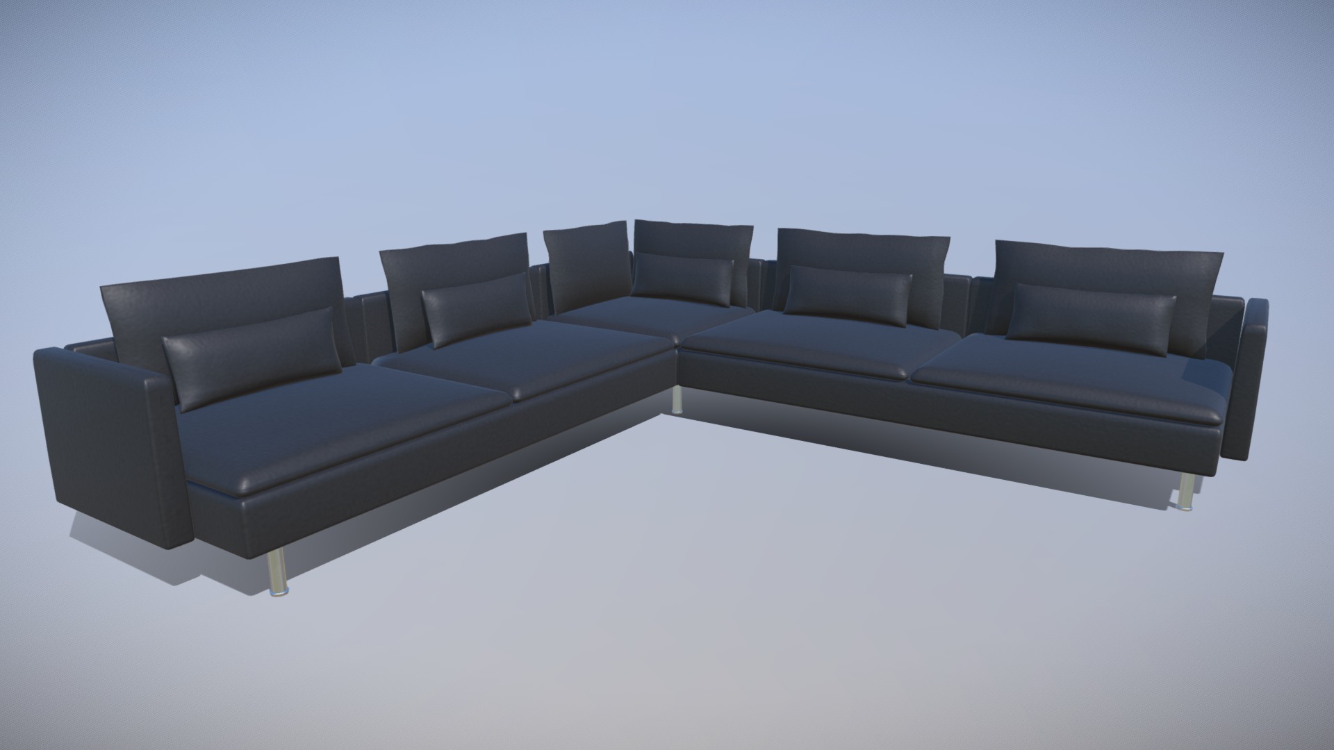 3D model Black Leather Sofa VR AR low poly Low-poly - This is a 3D model of the Black Leather Sofa VR AR low poly Low-poly. The 3D model is about a couch with a cushion.