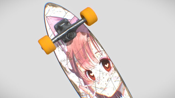 Anime Girl - Longboard 3D Model