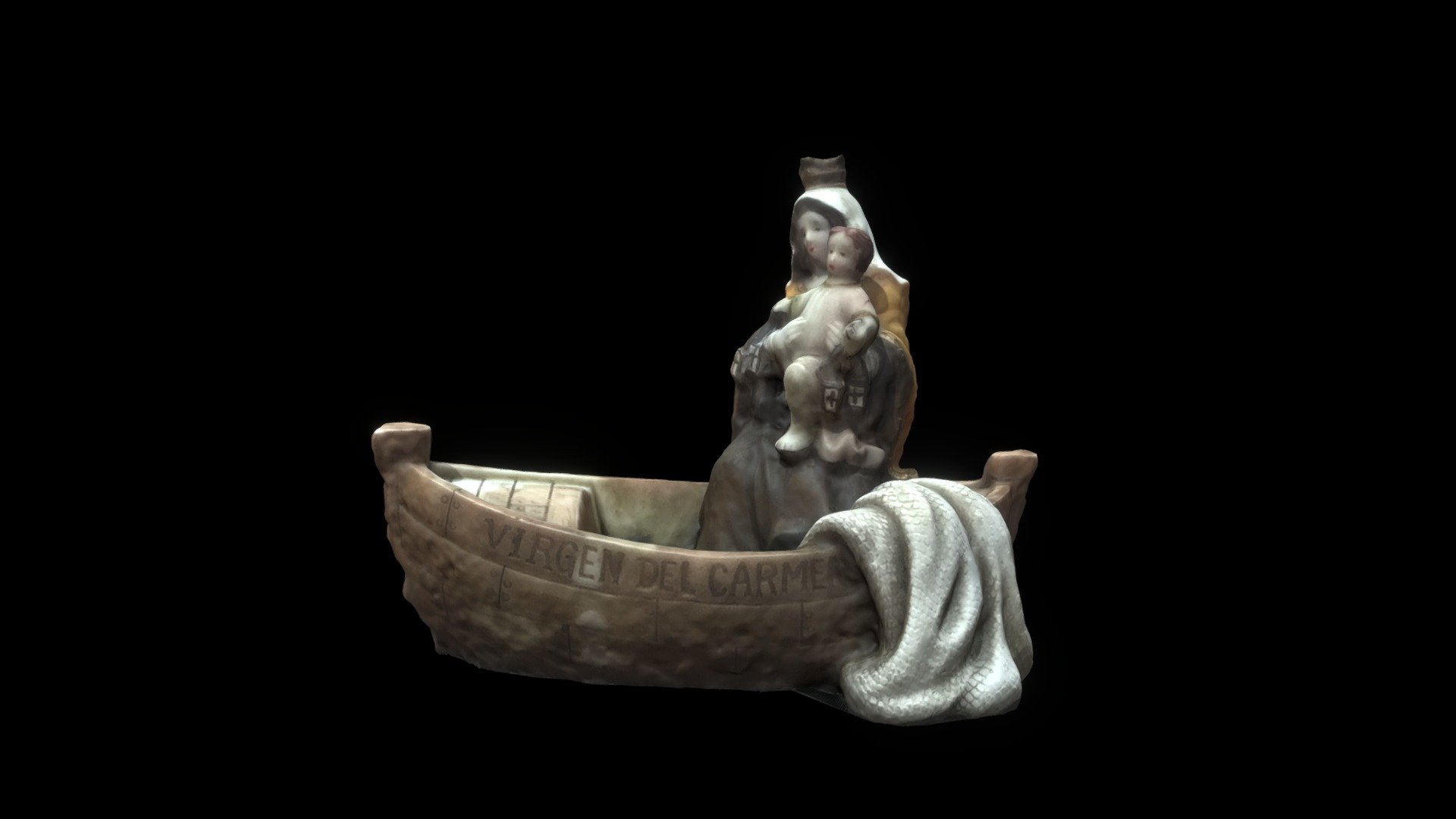 virgin in a boat figure photoscanned