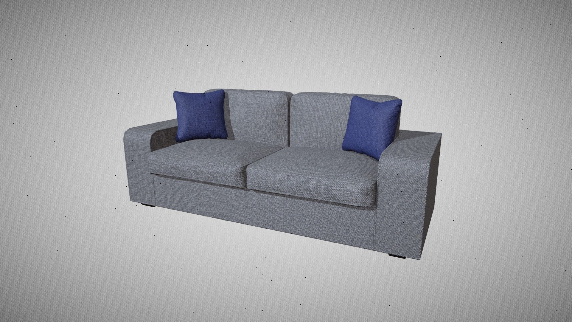 3D Fabric Sofa (with Blue Cushions) - Download Free 3D model by Manix3D ...