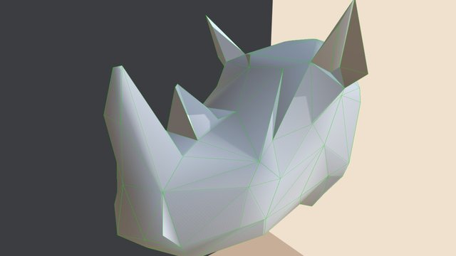 Low Poly Rhino Head 3D Model