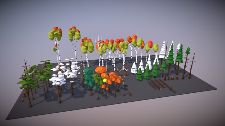 [LOW-POLYVERSE] Trees 3D Model