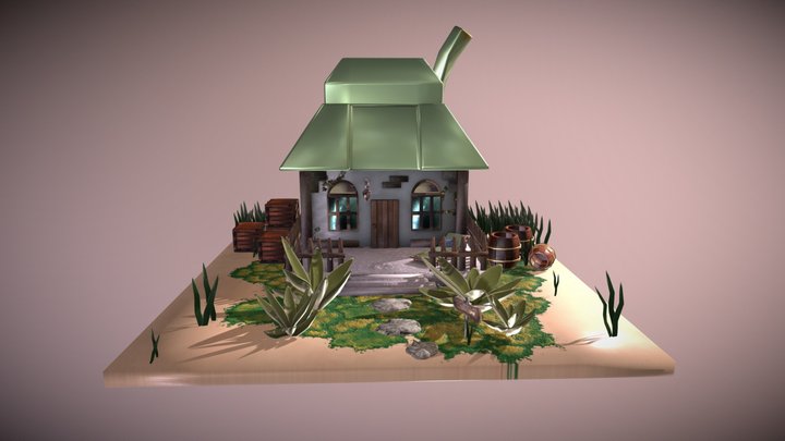 Stylized Beach House 3D Model