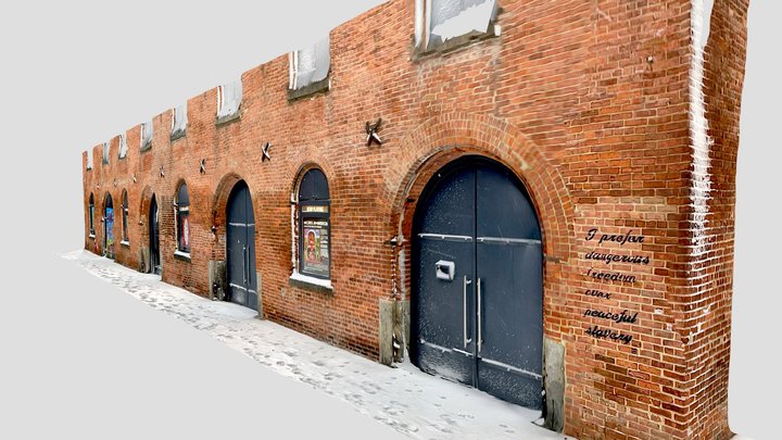 Snowed building wall in Dumbo, Brooklyn