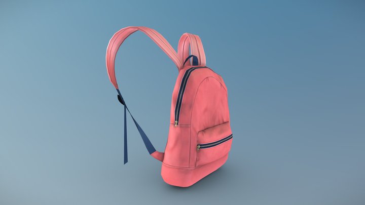 Orange Small Backpack 3D Model