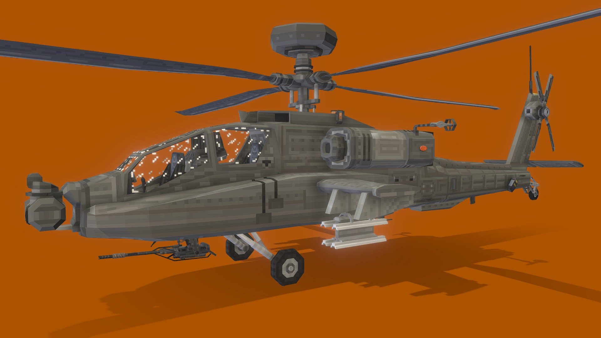 AH-64 Apache | Combat helicopter | Minecraft - 3D model by Zonovv