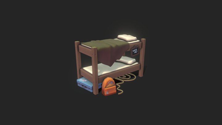 Props . Stylized Bunk Bed 3D Model