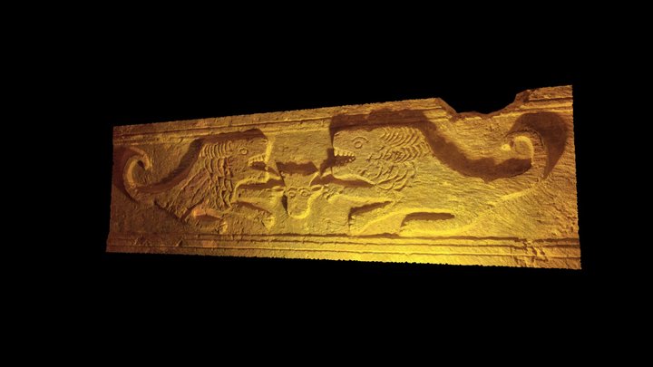 Lions on a side of a coffin 3D Model