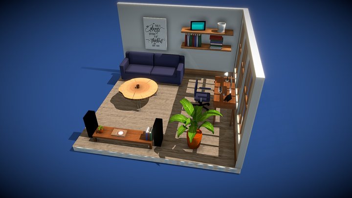 Modern Living Room School Project 3D Model