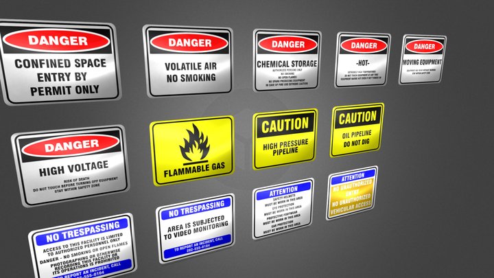Industrial Signs 3D Model
