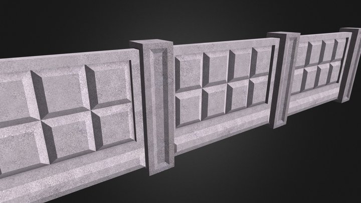 Wall with column 3D Model