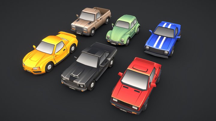 Cartoon Cars - Mobile Pack 3D Model