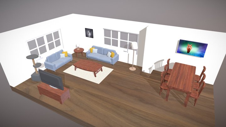 Simple living room 3D Model