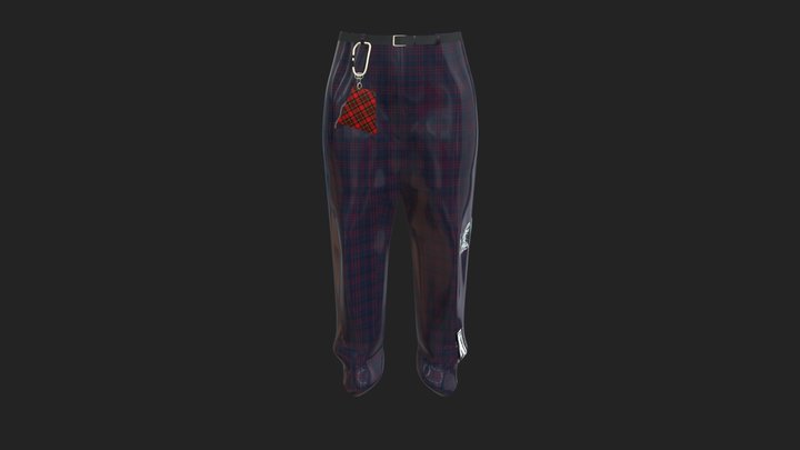 EMPTY BRAINS - PATCHED RED PLAID TROUSERS 3D Model